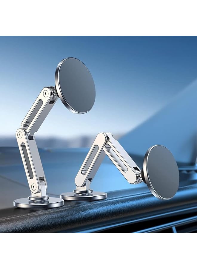 Strong Magnetic Phone Holder For Car Phone Mount, Magnets Stand For Iphone 14 13 12 Pro Max Accessories Aluminum Alloy Gps Holder (Silver) - Image 1