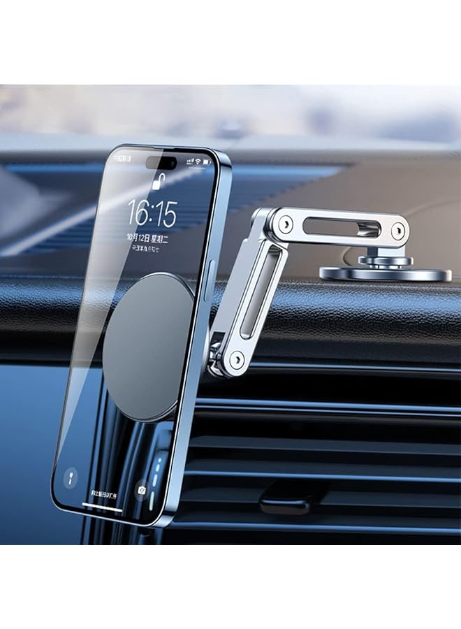 Strong Magnetic Phone Holder For Car Phone Mount, Magnets Stand For Iphone 14 13 12 Pro Max Accessories Aluminum Alloy Gps Holder (Silver) - Image 2
