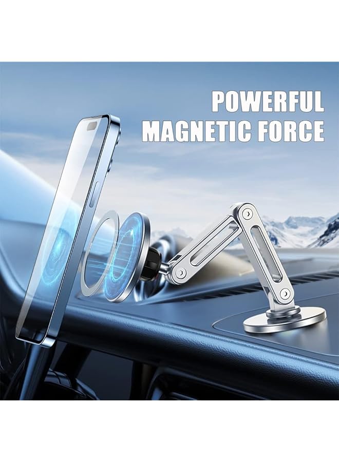 Strong Magnetic Phone Holder For Car Phone Mount, Magnets Stand For Iphone 14 13 12 Pro Max Accessories Aluminum Alloy Gps Holder (Silver) - Image 3