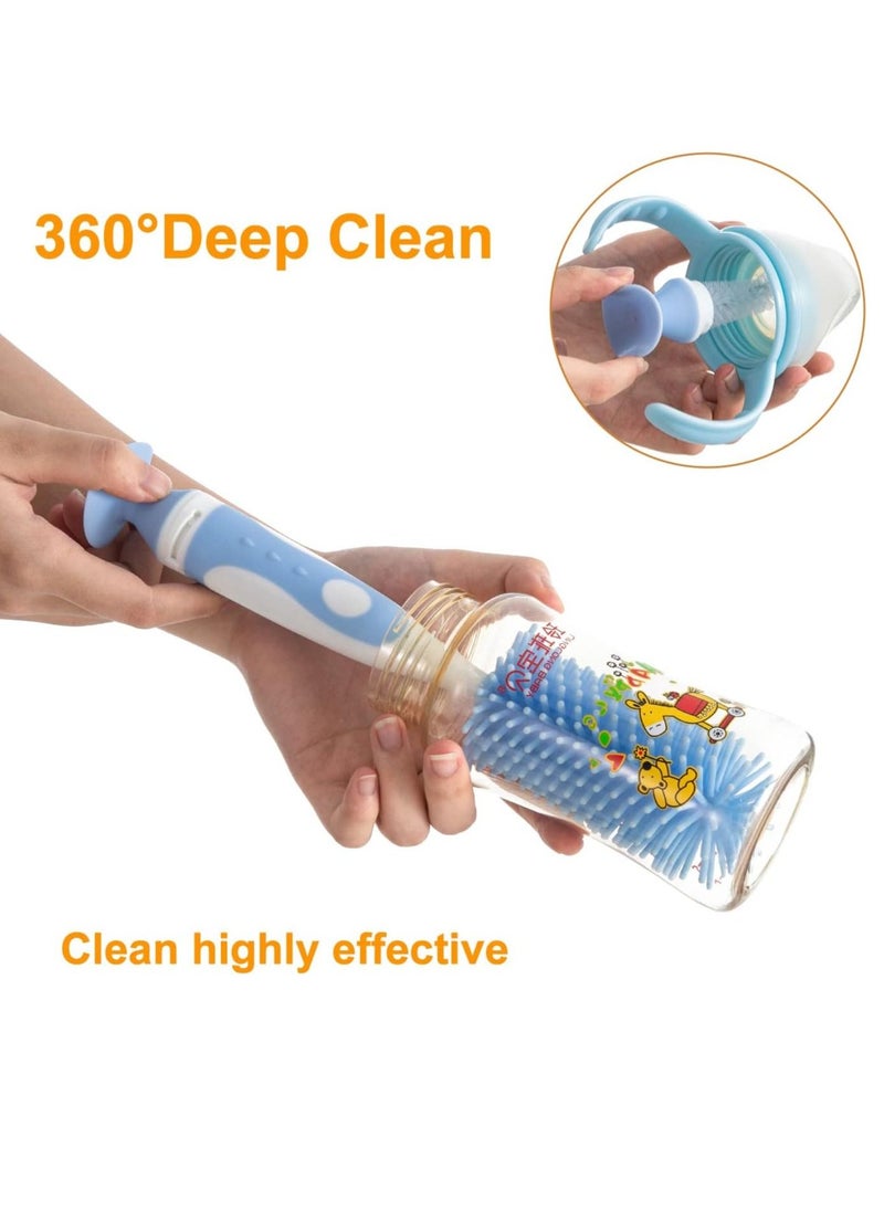Multifunctional Cleaning Brush,Baby Bottle Brush,Bottle Brush Cleaner Set 3, Yellow, Silicone and Nylon Brush