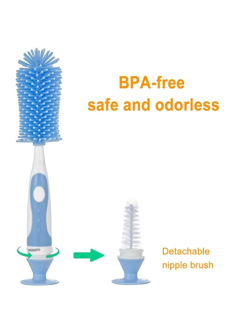 Multifunctional Cleaning Brush,Baby Bottle Brush,Bottle Brush Cleaner Set 3, Yellow, Silicone and Nylon Brush