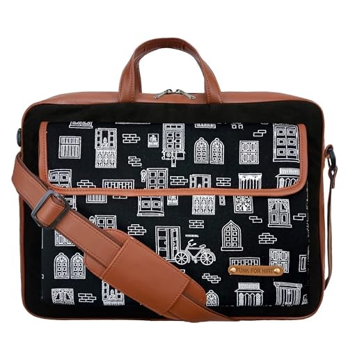 Funk For Hire Printed One Pocket Cotton Canvas Unisex 17 inch Laptop Bag Black - Image 1