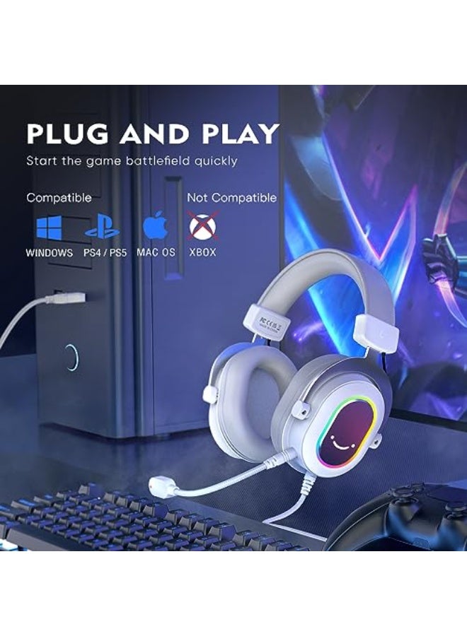 فيفين USB Gaming Headset, PC Headphones Wired with Microphone for Computer/Laptop, Over-Ear RGB Headset with 7.1 Surround Sound, Noise Cancellation - Image 5