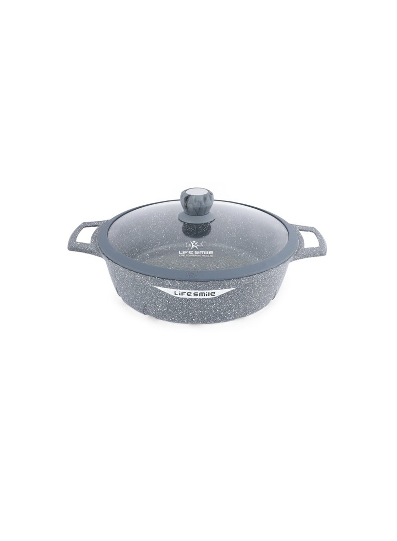 Life Smile 32cm Granite Non-Stick Shallow Pot with Glass Lid | Induction Bottom | Multi-Layer Granite Coating | 5.8L Capacity - Image 1