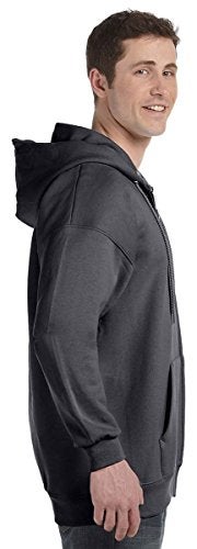 Hanes Men's Full Zip Ultimate Heavyweight Hoodie, Charcoal Heather, X-Large - Image 4