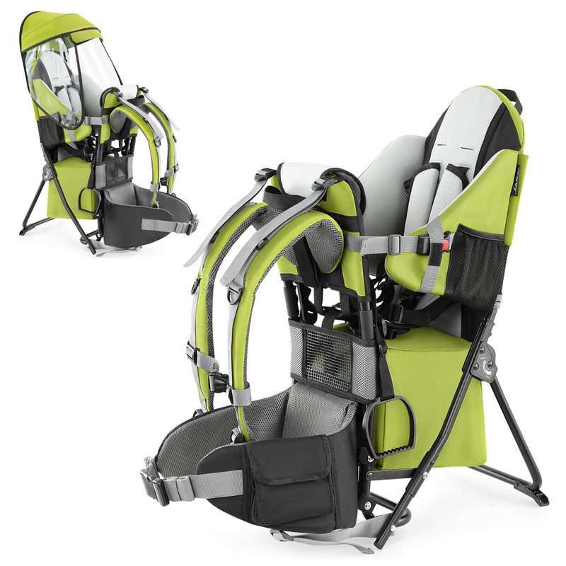 besrey  besrey Baby Backpack Carrier Toddler Hiking Backpack with Safety 3Height Seat Adjustable StrapsWaist Belt Foldable Frame Lightweight Large Capacity Child Carrier for Hiking Green