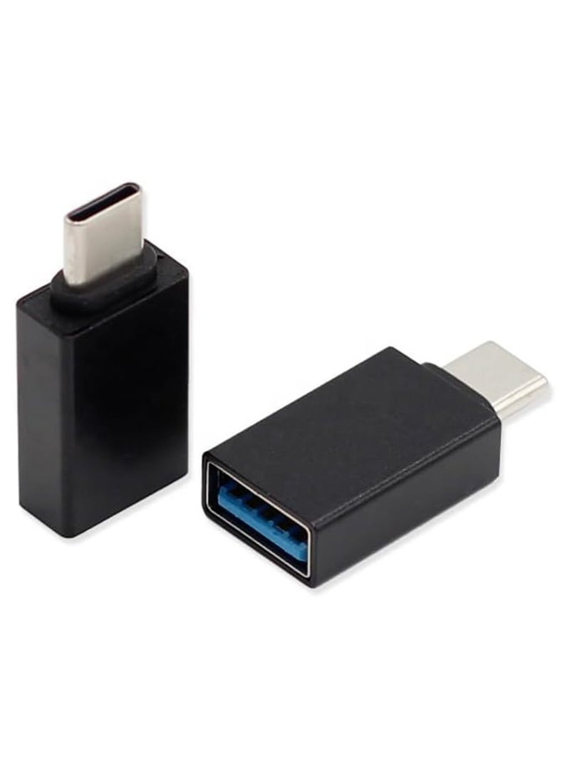 مجموعة من 2 محول USB Type-C ذكر إلى USB 3.0 أنثى OTG للهواتف وأجهزة الكمبيوتر المحمولة والأجهزة اللوحية (أسود)