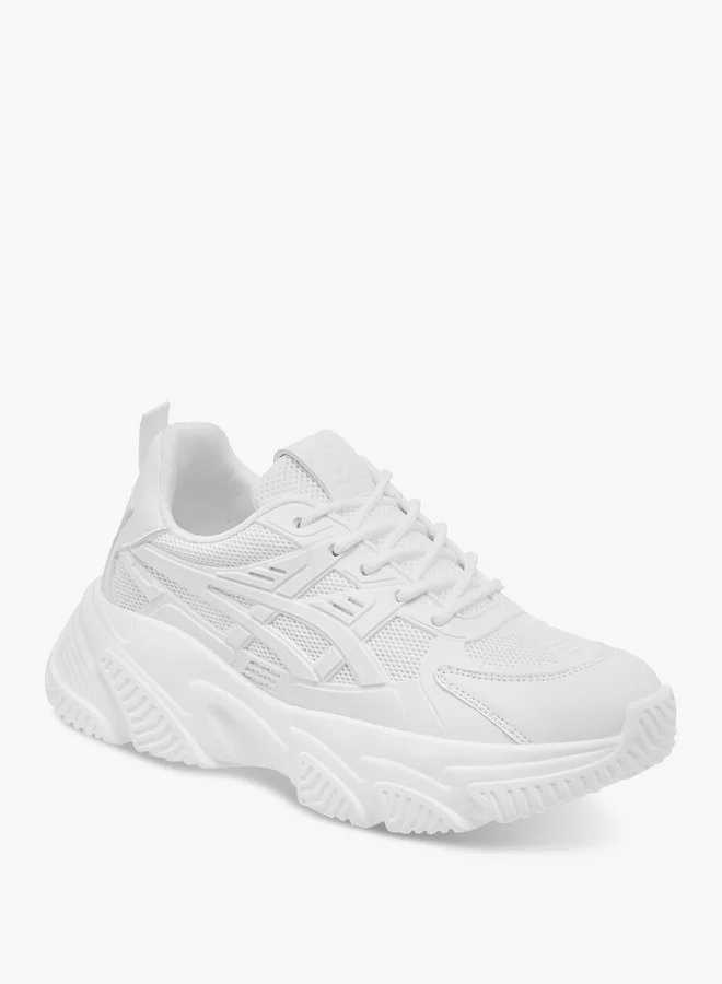 Flora Bella By Shoexpress Women's Panelled Sneakers with Lace-Up Closure