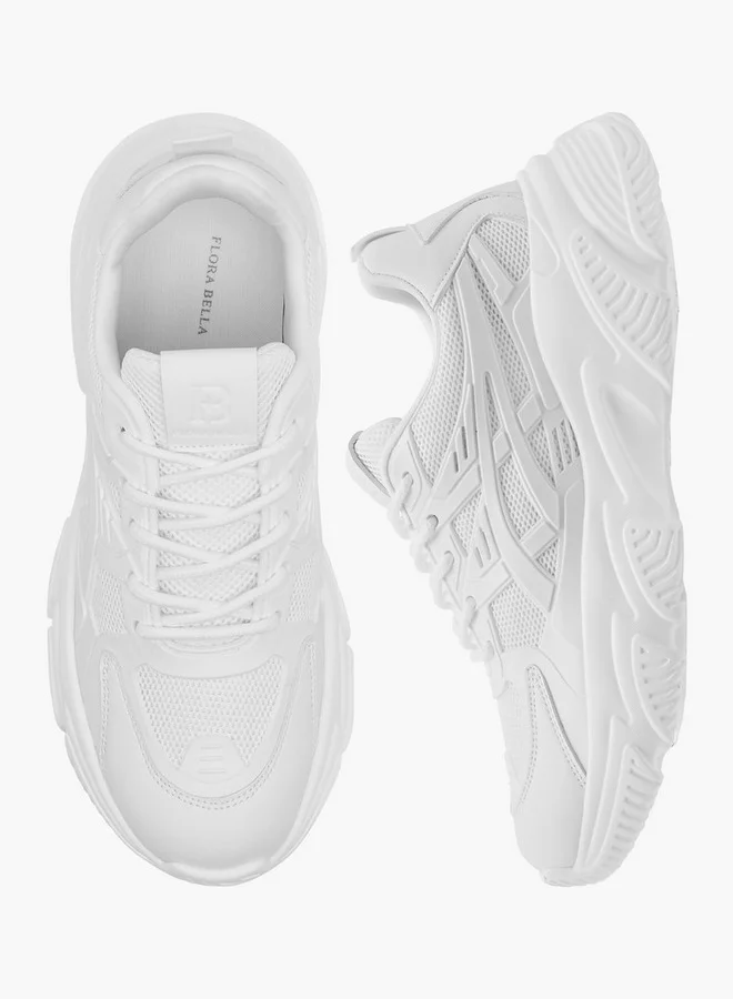 Flora Bella By Shoexpress Women's Panelled Sneakers with Lace-Up Closure