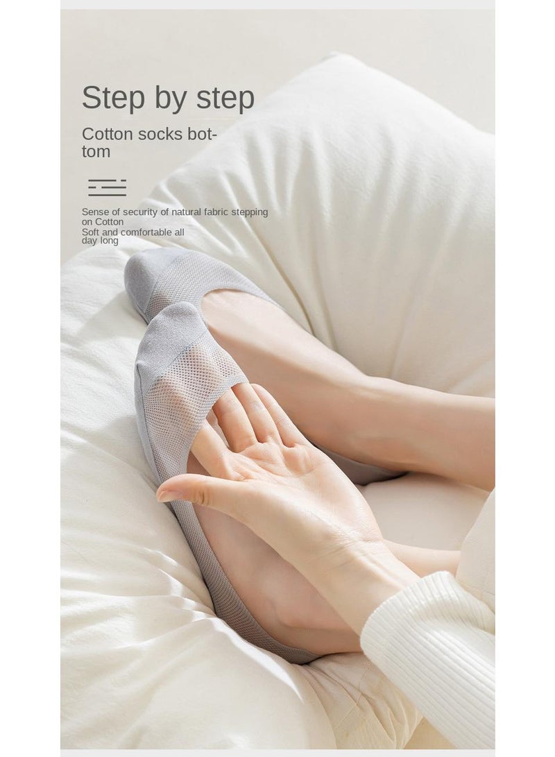 Y&D Grey 6 Piece Set Women's Thin Shallow Mesh Invisible Mesh Breathable Non Slip Socks - Image 5