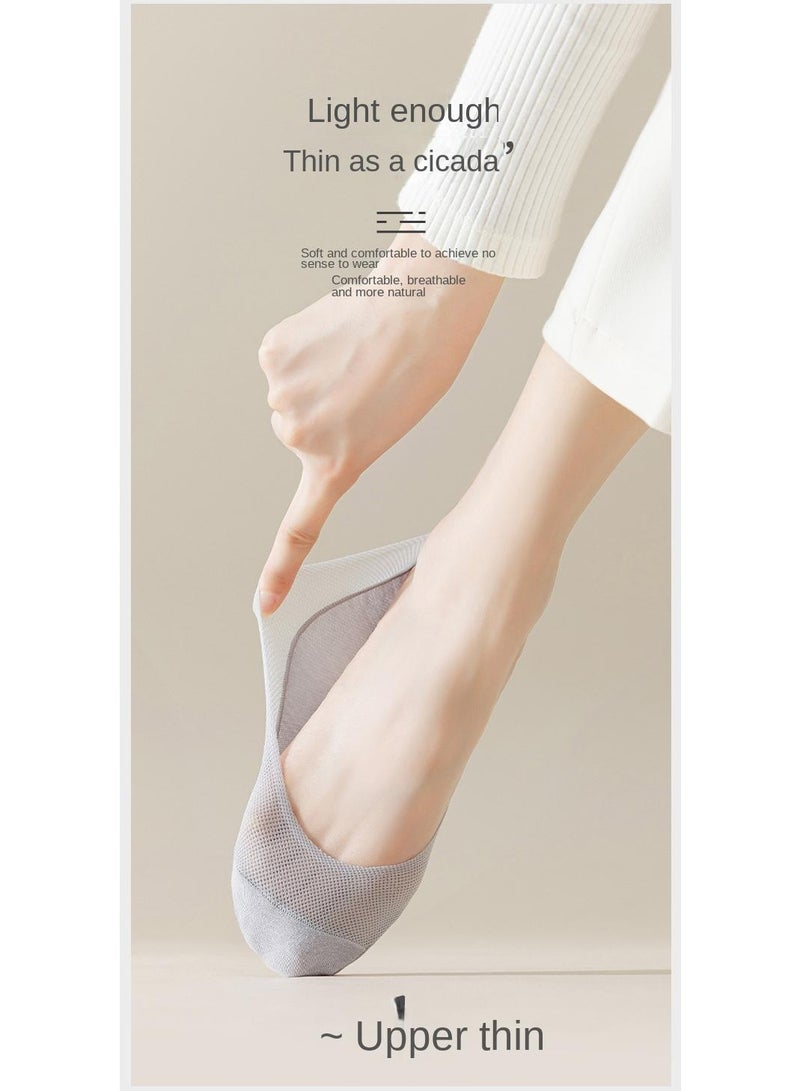 Y&D Grey 6 Piece Set Women's Thin Shallow Mesh Invisible Mesh Breathable Non Slip Socks - Image 4