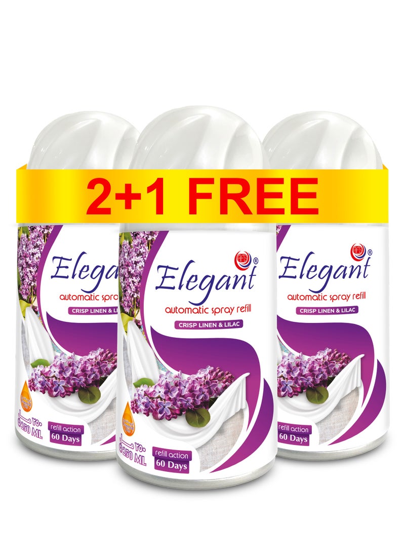 Elegant 3 Piece Crisp Linen and Lilac Automatic Refill Spray Set 250ml  - Image 1