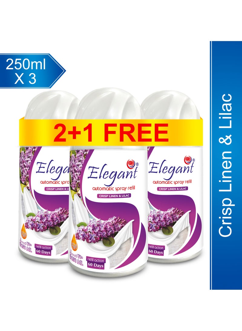 Elegant 3 Piece Crisp Linen and Lilac Automatic Refill Spray Set 250ml  - Image 2