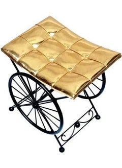 Giftoshopee Giftoshopee Iron Base Sitting StoolFootrest Metal Wheel Look Cushion Seat Stool for Home Decoration Metal Side Table Finish Color Golden PreAssembled 381 x 381 cm 