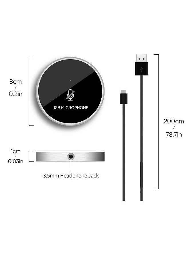 Generic - USB Conference Computer Microphone Desktop PC Mic 360° Omnidirectional Condenser Plug & Play Touch-Sensor Buttons Mute Function Compatible with Windows Mac - Image 1