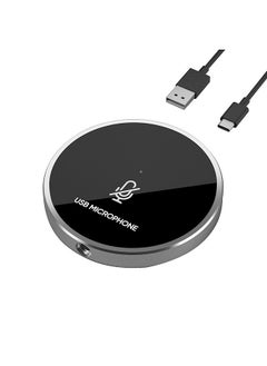 USB Conference Computer Microphone Desktop PC Mic 360° Omnidirectional Condenser Plug & Play Touch-Sensor Buttons Mute Function Compatible with Windows Mac