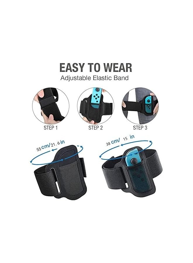 بروماس حزام ساق سويتش لألعاب نينتندو سويتش الرياضية، [4 عبوات] أحزمة ساق سويتش لكرة القدم متوافقة مع سويتش سبورتس/رينج فيت أدفنتشر، حزام مطاطي قابل للتعديل بمقاسين للبالغين والأطفال - Image 3