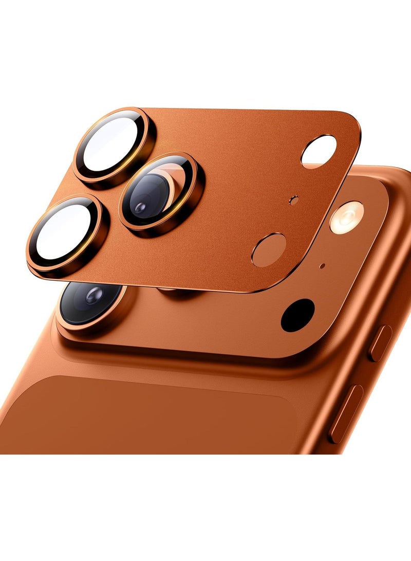 ELTRAZONE For iPhone 17 Pro Camera Lens Protector [Drop Protection] [Full Coverage] [3D Metal] [Case Friendly] Tempered Glass Camera Cover — Orange - Image 1