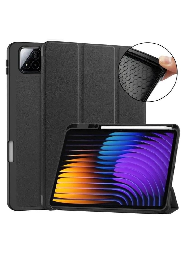 ميجوفاست شاومي باد 7 / شاومي باد 7 برو، غطاء ذكي مع حامل قلم وظهر من السيليكون الناعم للأطفال وحماية كاملة للجسم، غطاء إيقاظ/نوم تلقائي لجهاز مي باد 7 / مي باد 7 برو (أسود) - Image 2