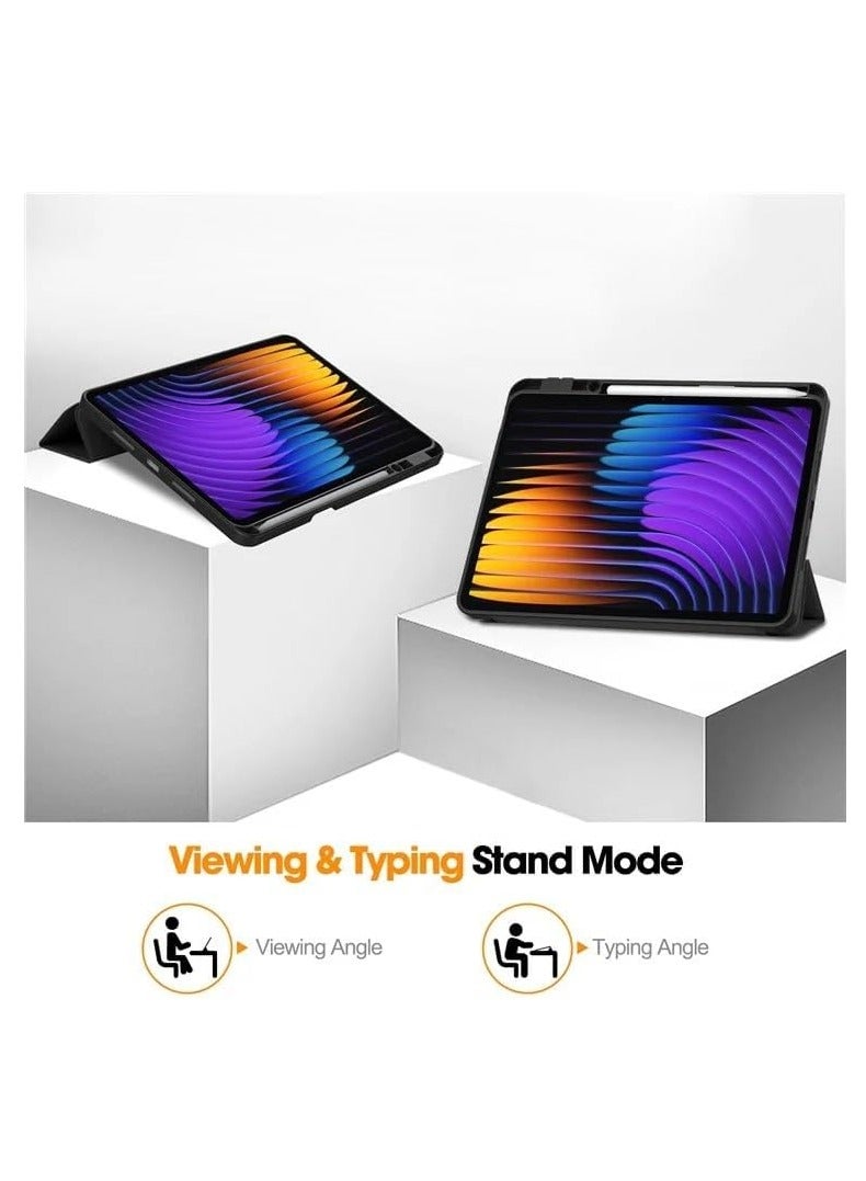 ميجوفاست شاومي باد 7 / شاومي باد 7 برو، غطاء ذكي مع حامل قلم وظهر من السيليكون الناعم للأطفال وحماية كاملة للجسم، غطاء إيقاظ/نوم تلقائي لجهاز مي باد 7 / مي باد 7 برو (أسود) - Image 4