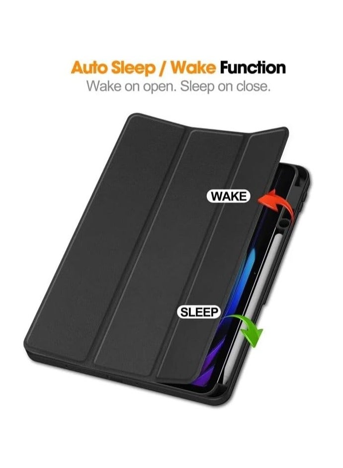 ميجوفاست شاومي باد 7 / شاومي باد 7 برو، غطاء ذكي مع حامل قلم وظهر من السيليكون الناعم للأطفال وحماية كاملة للجسم، غطاء إيقاظ/نوم تلقائي لجهاز مي باد 7 / مي باد 7 برو (أسود) - Image 5