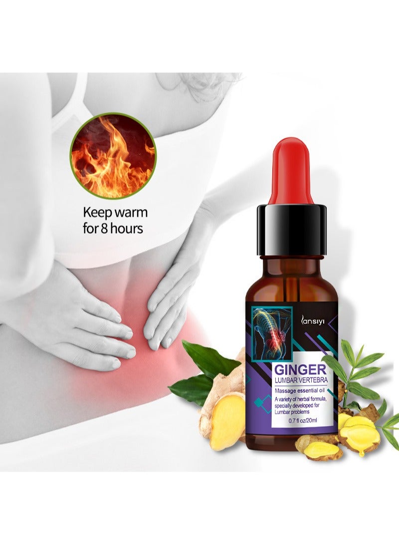 lansiyi Natural Ginger Lumbar Vertebra Massage Essential Oil 20ml,Lumbar Vertebra Pain Oil,Relieves Waist Fatigue and Sciatica,Suitable for People With Various Waist Discomfort and Prolonged Sitting  - Image 1