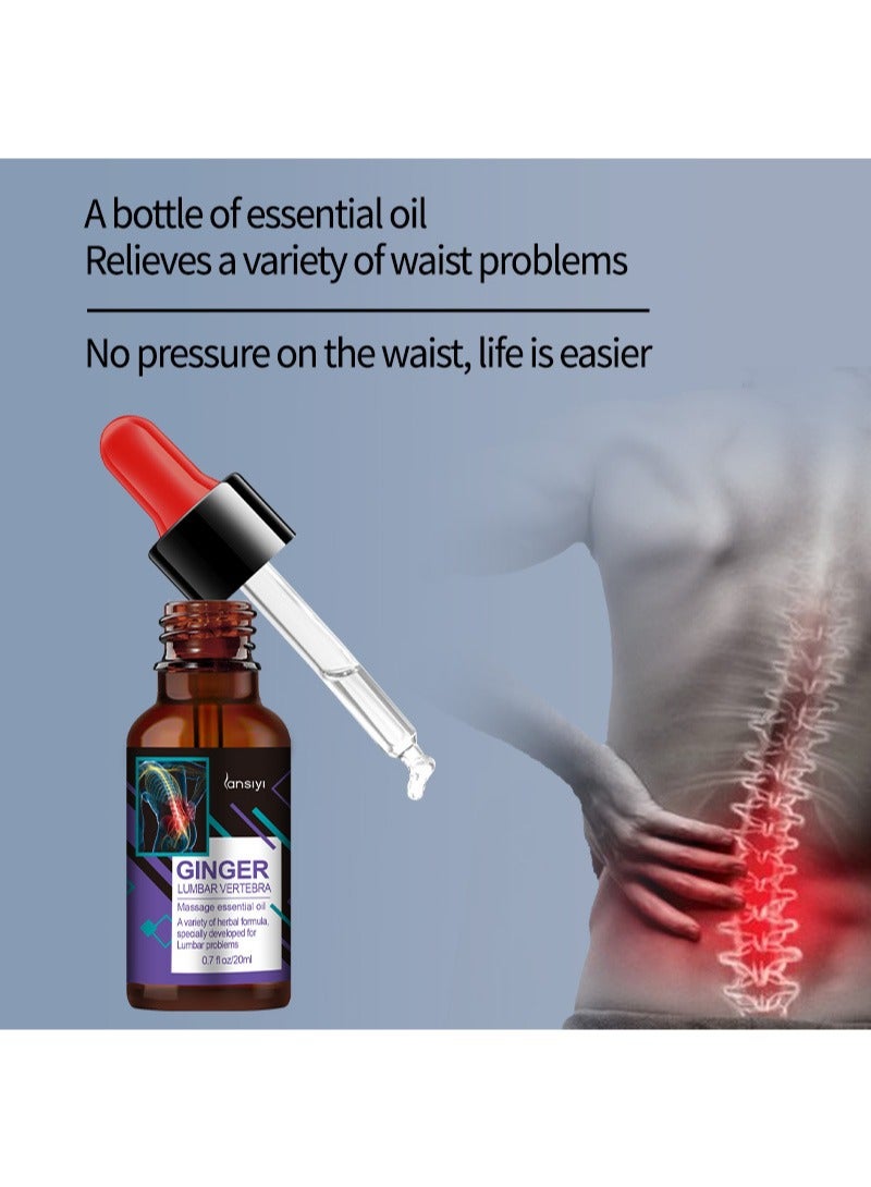 lansiyi Natural Ginger Lumbar Vertebra Massage Essential Oil 20ml,Lumbar Vertebra Pain Oil,Relieves Waist Fatigue and Sciatica,Suitable for People With Various Waist Discomfort and Prolonged Sitting  - Image 4