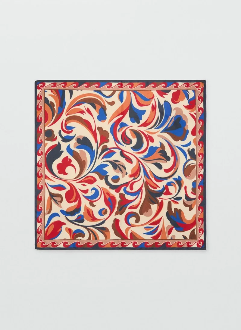 MANGO Abstract-print satin scarf