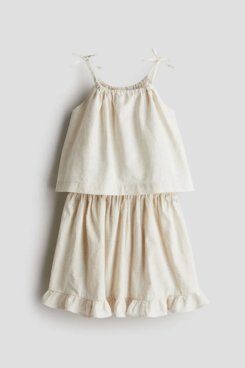 اتش اند ام طقم من قطعتين من مزيج الكتان