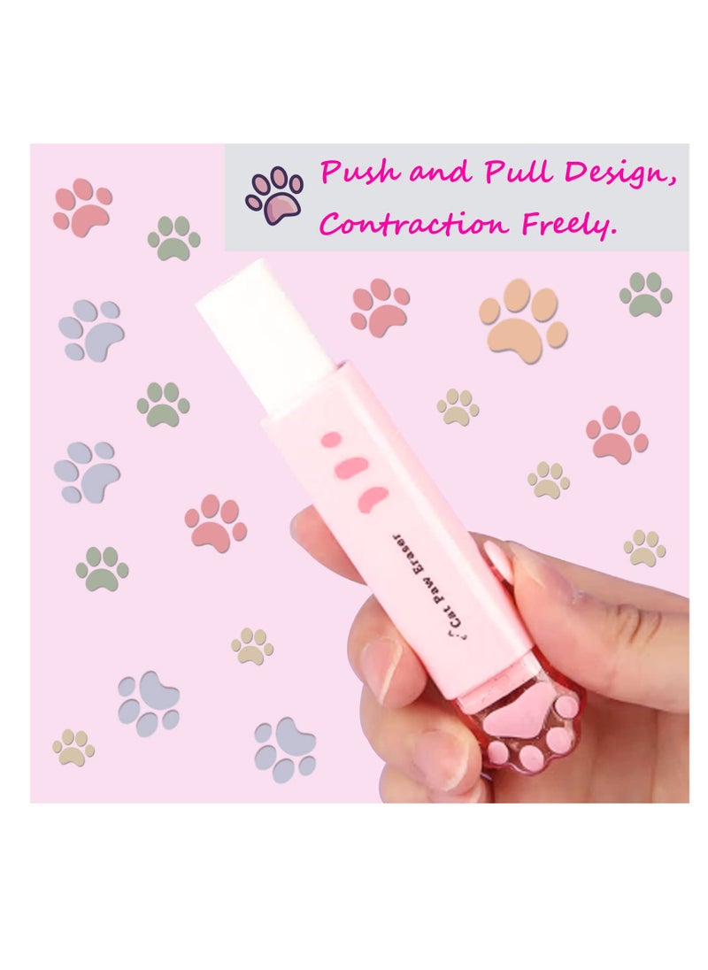 SUNSAR 4 Pcs Cute Erasers, Retractable Eraser Kawaii Cat Paw Erasers for Kids,Rubber Push-Pull Eraser for Students Writing,Drawing Aesthetic Erasers for School/Office Supplies(Pink/Blue/White/Orange)  - Image 4