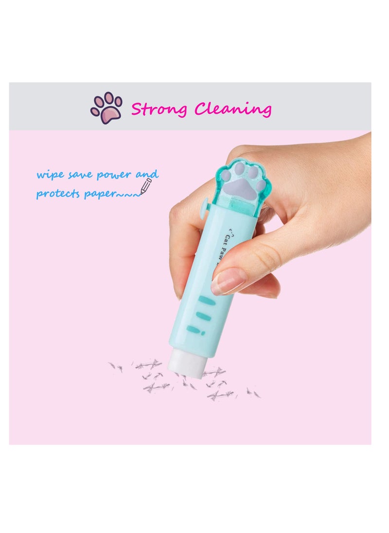 SUNSAR 4 Pcs Cute Erasers, Retractable Eraser Kawaii Cat Paw Erasers for Kids,Rubber Push-Pull Eraser for Students Writing,Drawing Aesthetic Erasers for School/Office Supplies(Pink/Blue/White/Orange)  - Image 5