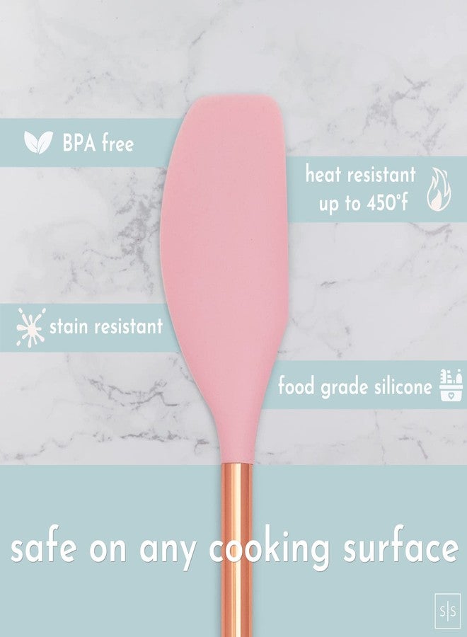 styled settings Copper and Pink Kitchen Utensils Set - 17-Piece Silicone Cooking Tools with Copper Utensil Holder and Pink Measuring Cups and Spoons for Baking and Everyday Cooking - Stylish Kitchen Accessories - Image 4