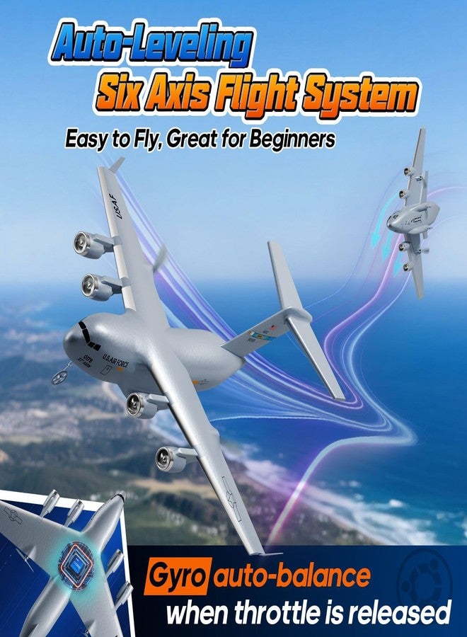 AIGIMU RC Airplane, RC Plane Ready to Fly, 2CH C-17 Remote Control Airplane with 6-axis Gyro Stabilizer Globemaster III Military Transport Aircraft for Beginners Boys Kids Adults - Image 3