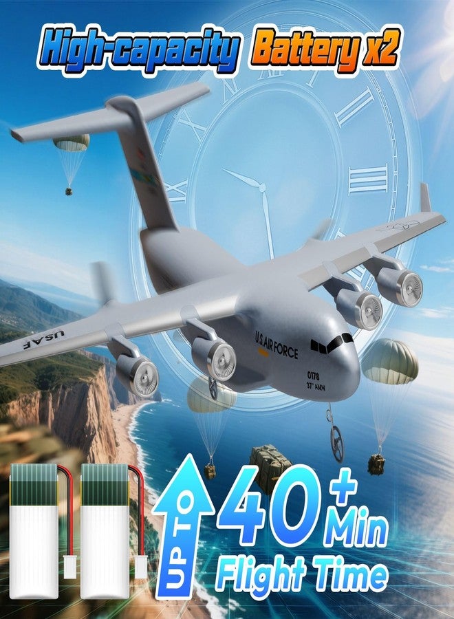 AIGIMU RC Airplane, RC Plane Ready to Fly, 2CH C-17 Remote Control Airplane with 6-axis Gyro Stabilizer Globemaster III Military Transport Aircraft for Beginners Boys Kids Adults - Image 5