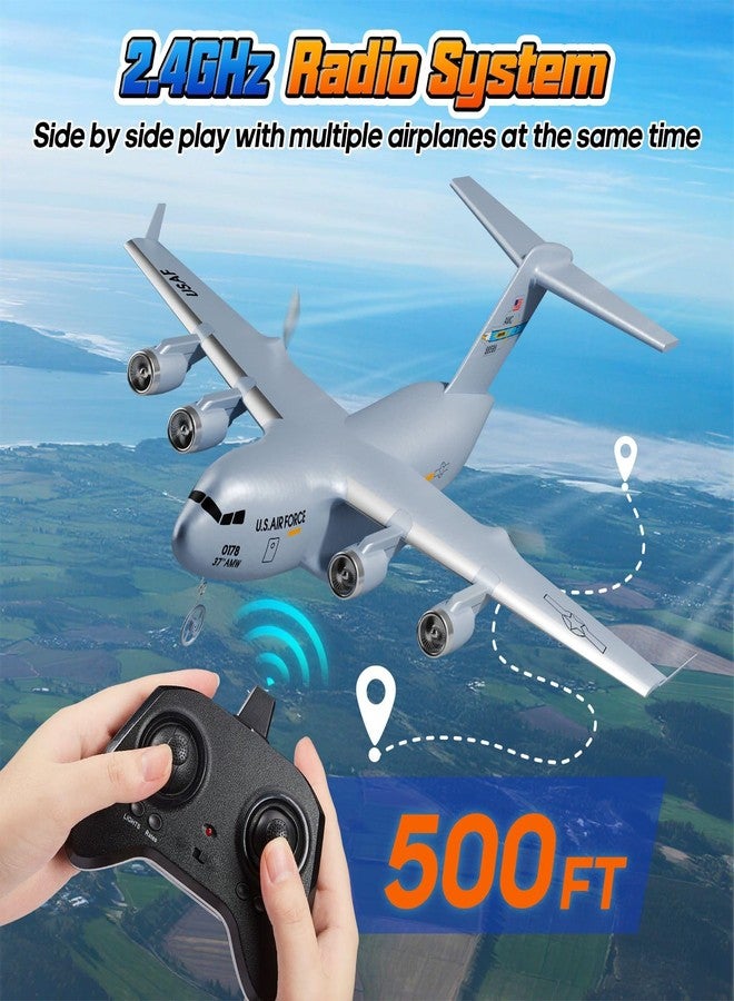 AIGIMU RC Airplane, RC Plane Ready to Fly, 2CH C-17 Remote Control Airplane with 6-axis Gyro Stabilizer Globemaster III Military Transport Aircraft for Beginners Boys Kids Adults - Image 4