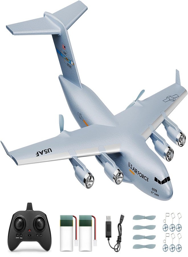 AIGIMU RC Airplane, RC Plane Ready to Fly, 2CH C-17 Remote Control Airplane with 6-axis Gyro Stabilizer Globemaster III Military Transport Aircraft for Beginners Boys Kids Adults - Image 1