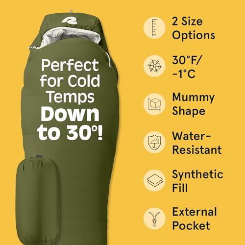 Retrospec Dream 30 Mummy Sleeping Bag - Insulated, Water-Resistant, Adjustable for Cold Weather Camping - Image 5
