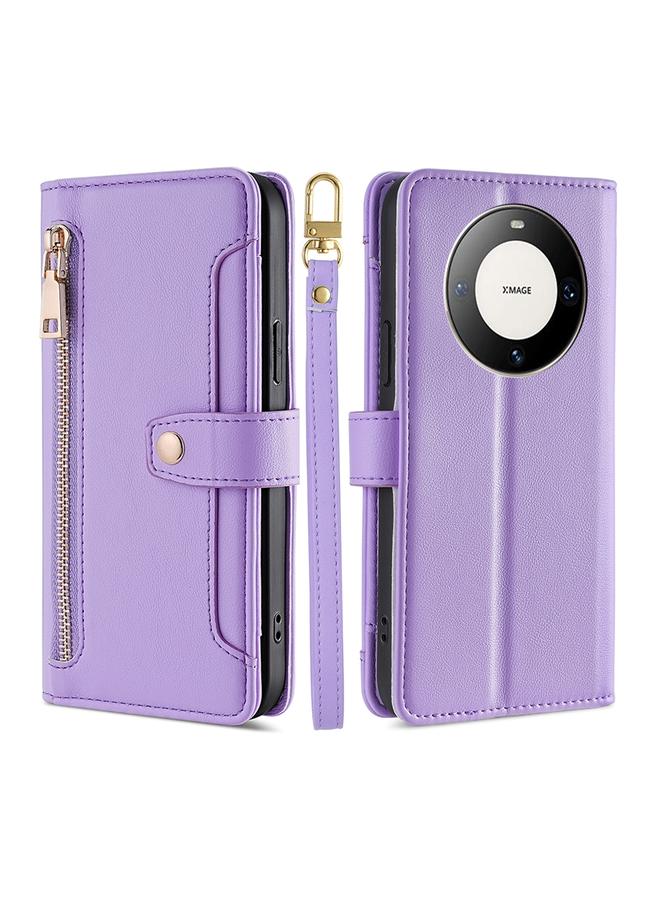 S-TOP Case For Huawei Mate 60 Pro / Pro+ Lite Sheep Texture Cross-body Zipper Wallet Leather Phone Case - Image 1