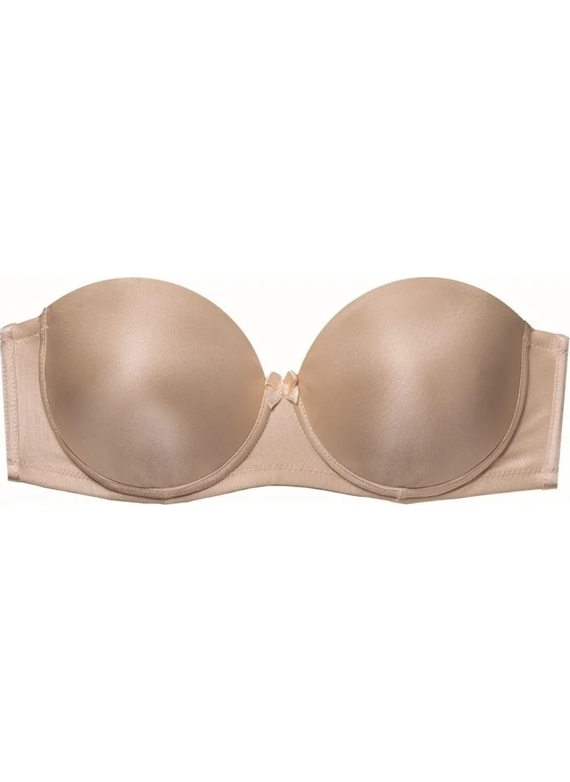 Magic Form 4063 Rib Support Thin Sponge Gathering Strapless Bra - Nude