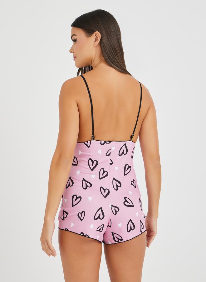 Styli Styli Heart Print Noodle Strap Bodysuit  - Image 4