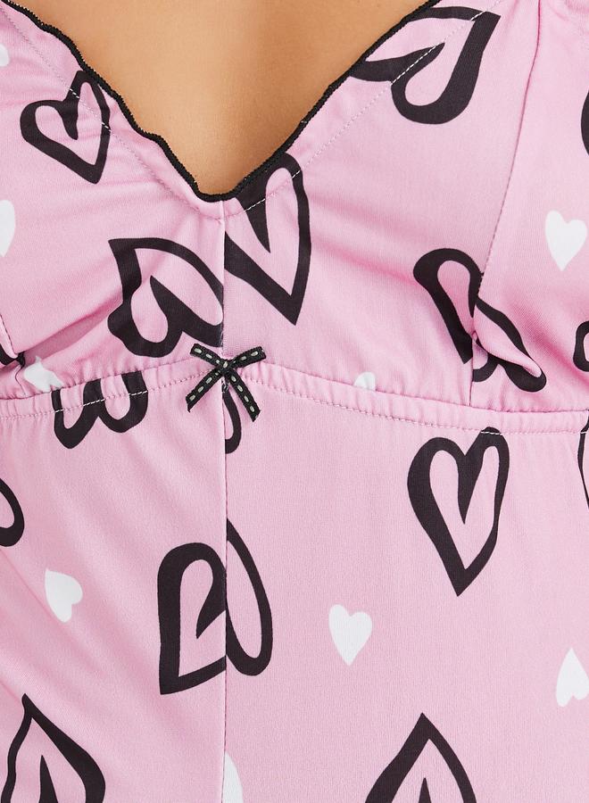 Styli Styli Heart Print Noodle Strap Bodysuit  - Image 3