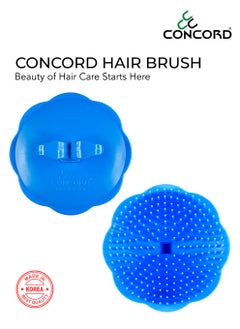 CONCORD CONCORD - Korea Round Hair Brush (Blue), Scalp Massage and Hair Care Brush for Daily Use, Smooth and Flexible, Made in KOREA, LIMITED TIME OFFER - Pack of 2 (1 color as shown + 1 with Random color)  - Image 2