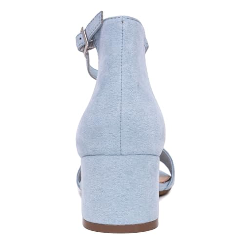 Sugar Women's Low Block Heel Two-Piece Dress Shoe - Ankle Strap Pump Sandal for Ladies,Noelle-Baby Blue-9 - Image 4