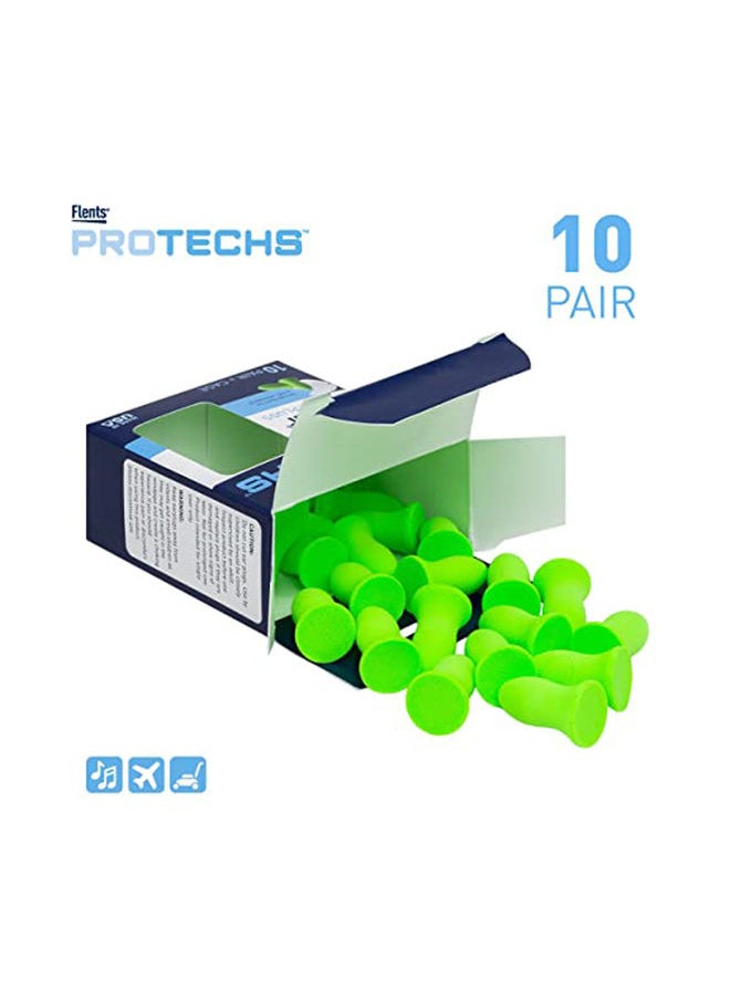Flents - Foam Ear Plugs, 10 Pair With Case For Sleeping, Snoring, Loud Noise, Traveling, Concerts, Construction, And Studying, NRR 33 - Green - Image 1