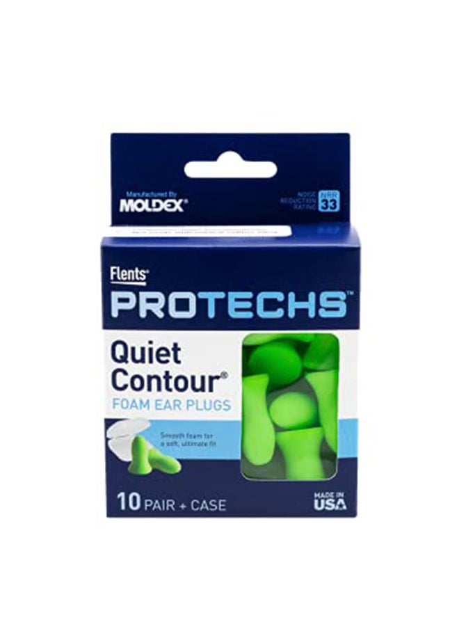 Flents - Foam Ear Plugs, 10 Pair With Case For Sleeping, Snoring, Loud Noise, Traveling, Concerts, Construction, And Studying, NRR 33 - Green - Image 1