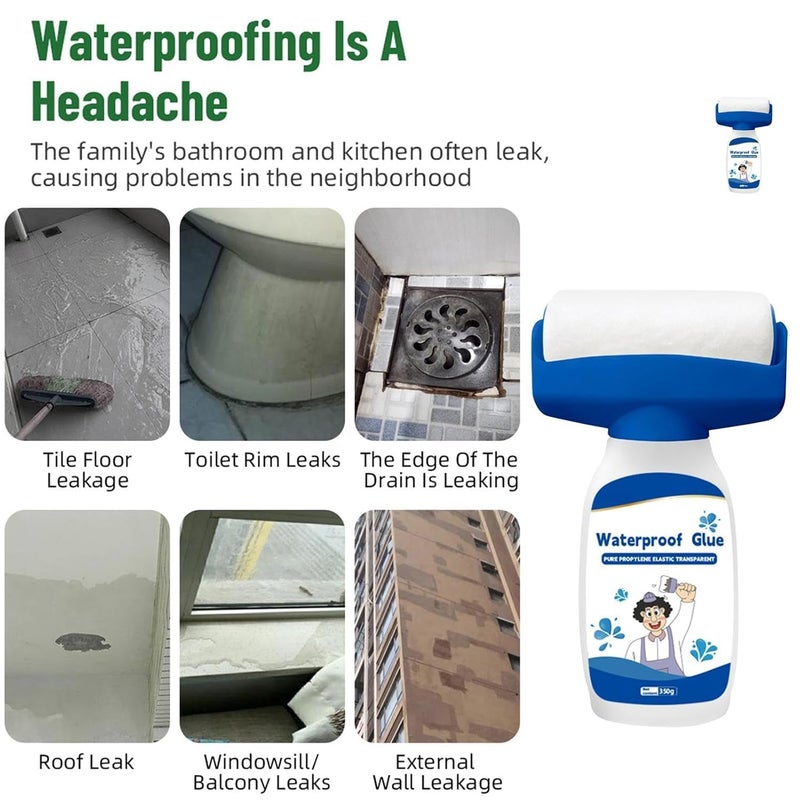 Dwariyan DWARIYAN Clear Waterproof Coating Agent Water-Based Roller Waterproof Sealant Long LastingTransparent Leak-Free Glue Metal, Bricks, Concrete, Wood, Tiles, Roller Invisible Waterproof Glue  - Image 2