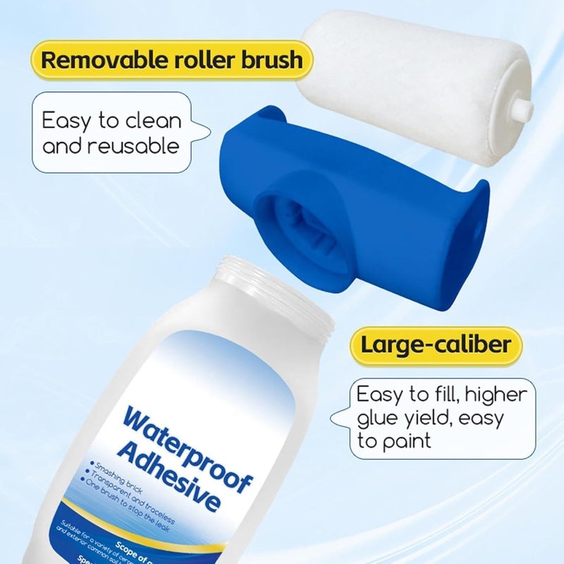 Dwariyan DWARIYAN Clear Waterproof Coating Agent Water-Based Roller Waterproof Sealant Long LastingTransparent Leak-Free Glue Metal, Bricks, Concrete, Wood, Tiles, Roller Invisible Waterproof Glue  - Image 5