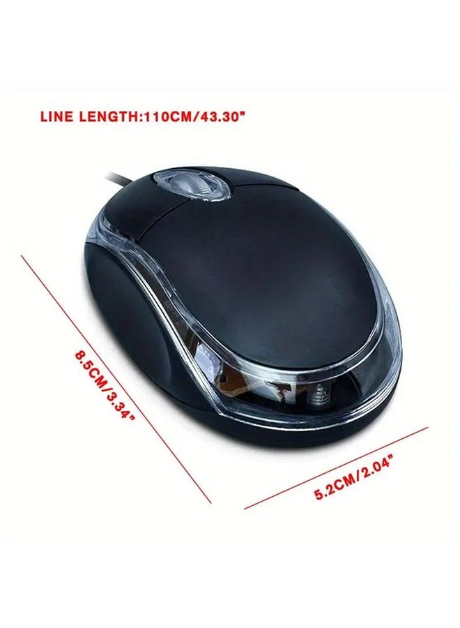 Black USB Wired Optical Mouse 3 Buttons 1000 DPI For Home Office Laptop Desktop - Image 4