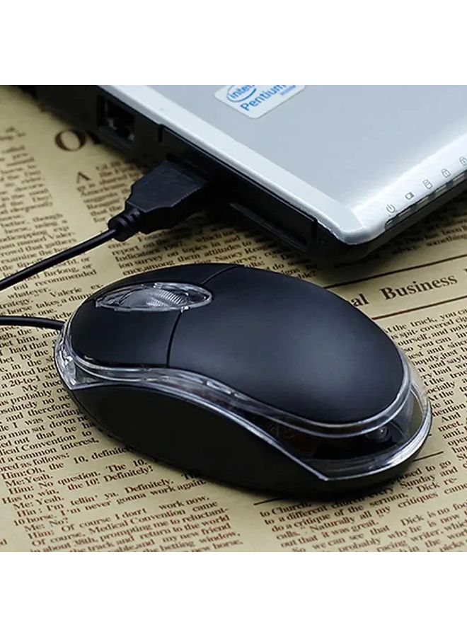 Black USB Wired Optical Mouse 3 Buttons 1000 DPI For Home Office Laptop Desktop - Image 1