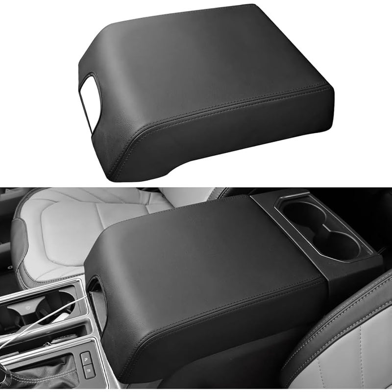 INTGET Center Console Cover for Ford F150 Accessories 2015-2020 2016 2017 2018 2019 Car Middle Lid Seat Armrest Cover Protector Elbow Cushion Pad (Black Stitches, 2015-2020) - Image 1